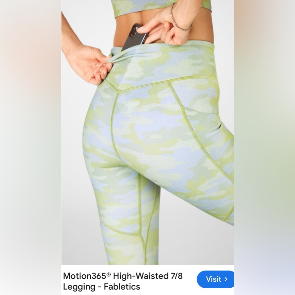 Fabletics Light Green Camo Leggings